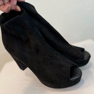 Cordani Black Suede Peep-Toe Boots